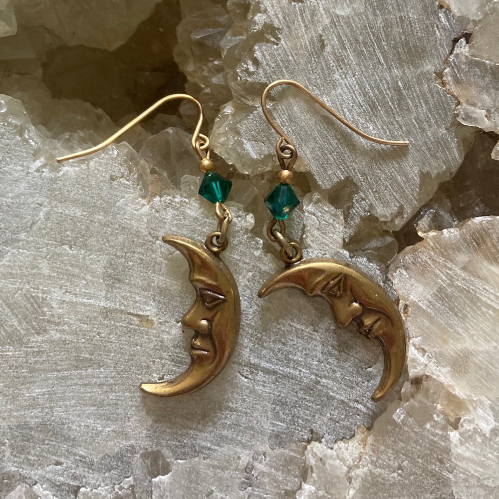 Vintage Sadie Green’s Brass Moon Earrings